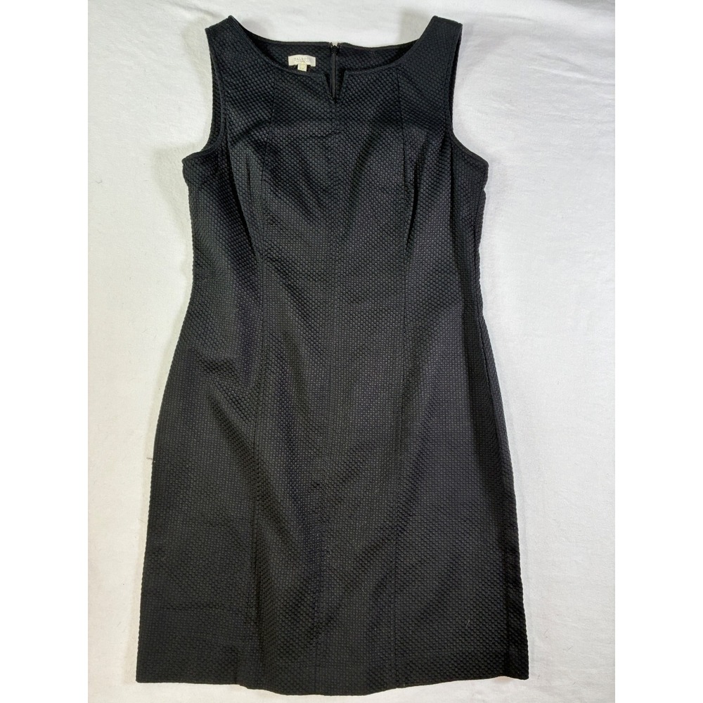 Talbots Petites Black Waffle‎ Weave Sleeveless MIDI Dress LBD 12P